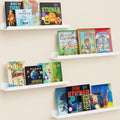 Floating Nursery Book Shelves for Wall Set of 4, 24 Inch White Long Kids Bookshelf, Kids Room Bedroom Study Storage Display Organizer Decor, Mother’s Day Gift Idea