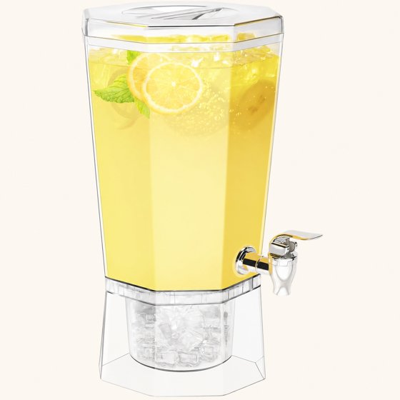Norcho 1.1 Gallon Drink Dispenser with Stand, 4L Clear Beverage Dispenser with Spigot for Parties, Plastic Juice Container for Tea, Soda, Lemonade, Water & Mimosa Bar