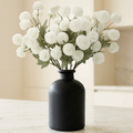 Norcho 10 Pcs White Artificial Silk Mums Ball Flowers Long Stems, Fake Chrysanthemums Pom Pom for Vase Home Wedding Decor