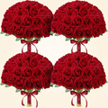 Norcho 100 Pcs Red Artificial Roses Bulk, Fake Long Stem Silk Flowers for DIY Wedding Bouquets Centerpieces Valentine Decor