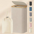 Norcho 100L Laundry Basket with Lid, Large Foldable Laundry Hamper with Bamboo Handles and Removable Bag, Beige (5.0) | 3 ratings