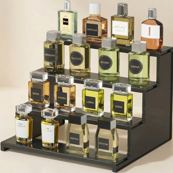 Norcho 12-Inch Cologne Organizer for Men, 4-Tier Large Perfume Stand, Tool-Free Assembly Display Shelf for Fragrance, Aftershave, Skincare, and Makeup, 1-Pack