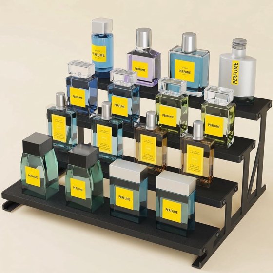 Wooden Cologne Stand, 14" Perfume Shelf and Organizer, Anti-Slip Cologne Shelf, Fragrance Organizer, Black