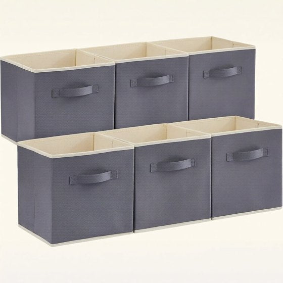 Norcho 13" Foldable Fabric Storage Cubes with Handles, Decorative Baskets for Shelves Closet 36L, Gray 6 Pack