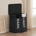 Norcho 136L Double Laundry Hamper with Lid, Large Divided Laundry Basket with Removable Bags, Collapsible 2-Section Hamper with Handles, Black