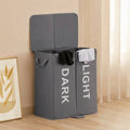 Norcho 136L Double Laundry Hamper with Lid, Large Divided Laundry Basket with Removable Bags, Collapsible 2-Section Hamper with Handles, Gray