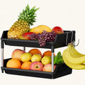 Norcho 2 Tier Fruit Basket for Kitchen Counter with Banana Hanger, Fruit Bowl and Vegetable Storage Stand Organizer for Bread, Snacks and Produce