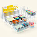 Norcho 25 PCS Clear Plastic Drawer Organizer Set, Desk Dividers Trays, Storage Bins for Makeup Jewelry Gadgets, Bedroom Bathroom Office