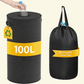 Norcho 26 Gal/100L Round Recycling Bin with Lid, Reusable Inner Bag for Can Bottle Paper Plastic Glass Stickers, Gray