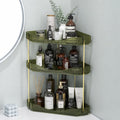 Norcho 3-Tier Corner Bathroom Counter Organizer, Plastic Makeup & Skincare Storage Shelf, Large Countertop Cosmetic & Perfume Organizer for Bathroom, Bedroom, Kitchen & Vanity, Green