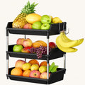 Norcho 3 Tier Fruit Basket for Kitchen Counter with Banana Hanger, Fruit Bowl and Vegetable Storage Stand Organizer for Bread, Snacks and Produce
