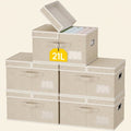 Norcho 34.5L Fabric Storage Bins with Lids Handles, Foldable Decorative Stackable Closet Organizer Beige, 5 Pack