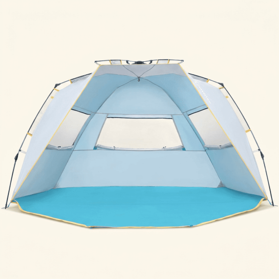 Norcho 4-5 Person Beach Tent UPF 50+ Portable Shade Canopy with Extended Porch, Ventilated Windproof, Blue