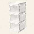 Norcho 4-Tier Plastic Stackable Storage Baskets, Stacking Bins for Food, Clothes, and Household Organization, White