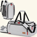 Norcho 40L Gym Duffel Bag with Shoe Pocket, 3-in-1 Waterproof Travel Weekender Backpack Dry Wet Separation, Silver Gray