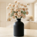Norcho 5 Pcs Beige Artificial Silk Mums Ball Flowers Long Stems, Fake Chrysanthemums Pom Pom for Vase Home Wedding Decor