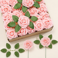 Norcho 50 Pcs Blush Foam Roses Artificial Flowers Stems, Real Looking Fake for DIY Wedding Bouquets Centerpieces Valentine Decor