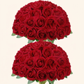 Norcho 50 Pcs Red Artificial Roses Bulk, Fake Long Stem Silk Flowers for DIY Wedding Bouquets Centerpieces Valentine Decor