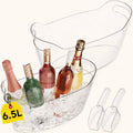 Norcho 6.5L Ice Bucket 2-Pack for Parties, Portable Drink Chiller Tub with Scoop, Plastic Beverage Cooler for Champagne, Wine, Beer and Cocktails
