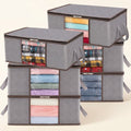 Norcho 6 Pack Clothes Storage Bag Foldable Bin with Reinforced Handle, Clear Window, Sturdy Fabric for Clothing Bedding, Light Gray