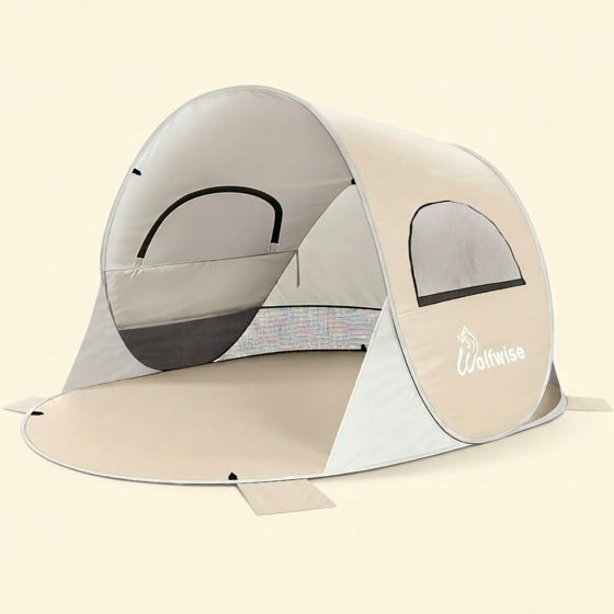 Norcho 79x49x38" Pop Up Beach Tent UPF50+ Sun Shelter, Instant Shade Canopy for 2 Person, Beige