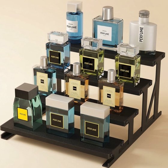 Wooden Cologne Stand, 10" Perfume Shelf and Organizer, Anti-Slip Cologne Shelf, Fragrance Organizer, Black