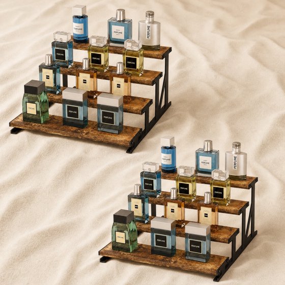 2-Pack Wooden Cologne Stand, 10" Perfume Shelf and Organizer, Anti-Slip Cologne Shelf, Fragrance Organizer, Brown