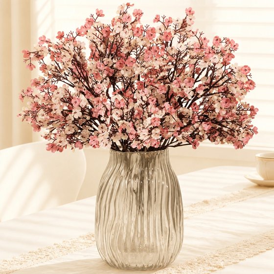 Norcho Baby’s Breath Artificial Flowers, 10 Bundles Silk Gypsophila Faux Stems for Wedding Bouquets, Home Decor, Centerpieces, DIY, Farmhouse/Party, Beige Brown