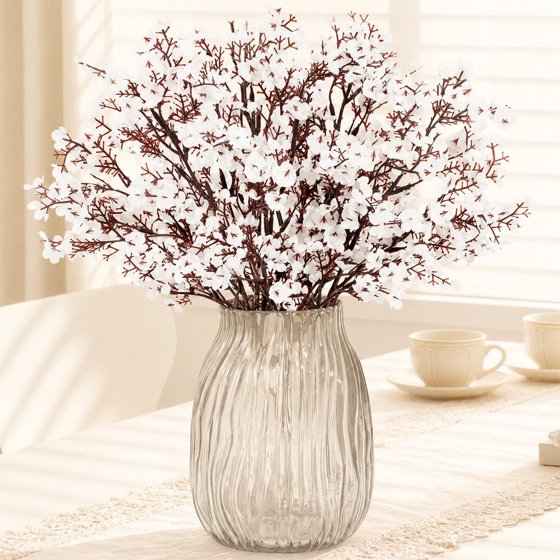 Norcho Baby’s Breath Artificial Flowers, 10 Bundles Silk Gypsophila Faux Stems for Wedding Bouquets, Home Decor, Centerpieces, DIY, Farmhouse/Party, White