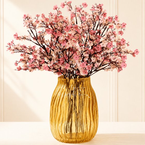 Norcho Baby’s Breath Artificial Flowers, Silk Gypsophila Faux Stems for Wedding Bouquets, Home Decor, Centerpieces, DIY, Farmhouse/Party, Beige Brown, 6 Bundles