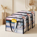 Norcho Clear Clothes Storage Bags, 4 Pack 40L Vinyl Blanket Storage Containers with Zipper, Foldable Closet Organizer for Bedding, Duvet, Comforter