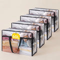 Norcho Clear Clothes Storage Bags, 4 Pack 60L Vinyl Blanket Storage Containers with Zipper, Foldable Closet Organizer for Bedding, Duvet, Comforter