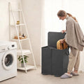 Norcho Double Laundry Hamper with Lid and Removable Bags, Large Collapsible 2-Divider Laundry Basket with Handles, 155L, Black