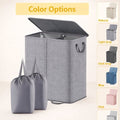 Norcho Double Laundry Hamper with Lid and Removable Bags, Large Collapsible 2-Divider Laundry Basket with Handles, 155L, Gray