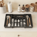 Norcho Expandable Utensil Organizer Drawer, Adjustable Cooking Silverware Tray, Plastic Spatula Tools Divider 13-22.4"x15" Black