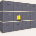 Norcho Foldable Fabric Storage Cubes with Handles, Decorative Closet & Shelf Storage Bins, 11 Inch, Gray, 12 Pack