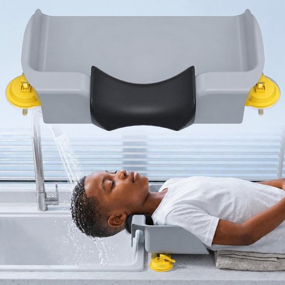 Hair Wash Basin for Kids, Portable Shampoo Bowl, Hair Washing Tray for Sink at Home, Hair Washing Station, Silver Gray