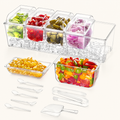 Norcho Ice Chilled Condiment Caddy 5 Containers with Accessories, Condiment Server with Lid, Serving Tray Platter with Removable Dishes for Bar, Fruit, Salad, Taco Party & Garnishes
