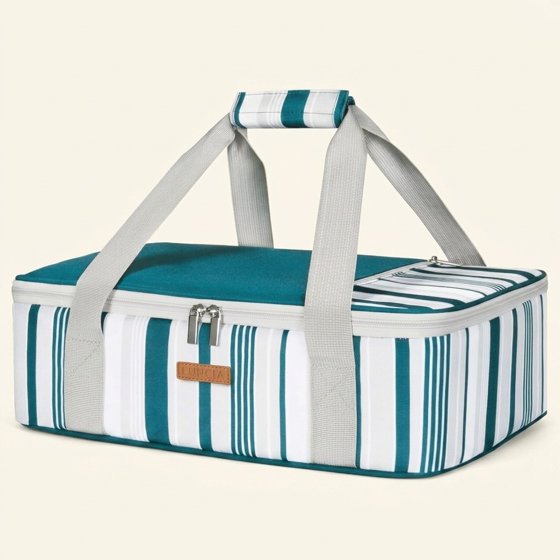 Norcho Insulated Casserole Carrier Keeps Food Hot Cold, Thermal Tote Fits 9x13" Baking Dish, Green