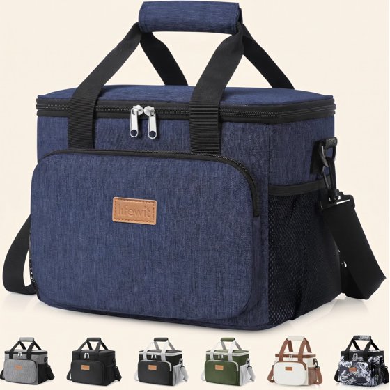 Norcho Insulated Lunch Bag Soft Cooler Tote for Adults, Dark Blue 12-Can 9L