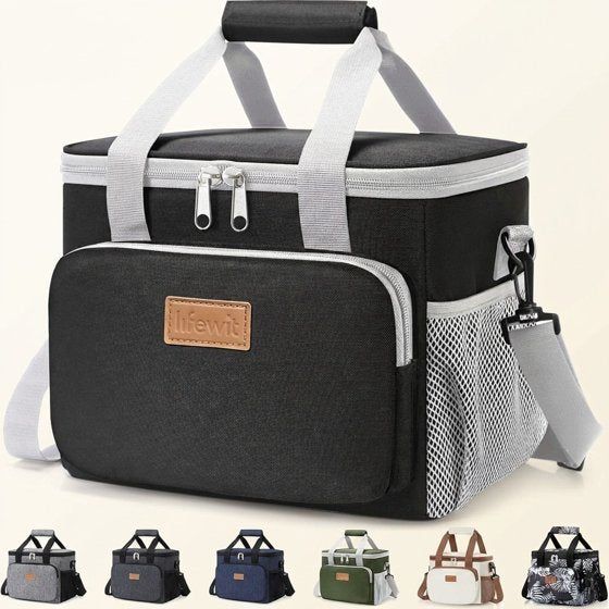 Norcho Insulated Lunch Bag Soft Cooler Tote for Adults, Gray Black 12-Can 9L