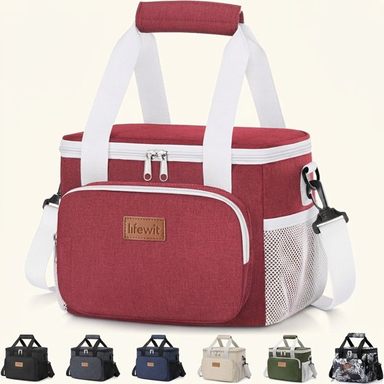 Norcho Insulated Lunch Bag Soft Cooler Tote for Adults, White Red 12-Can 9L