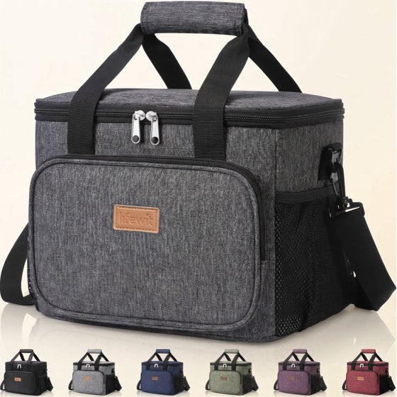 Norcho Large Insulated Lunch Bag Soft Cooler Tote for Adults, Dark Gray 24-Can 16L