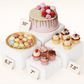 Norcho Plastic Buffet Risers Set of 4, White Food Display Stands for Buffet Table, 7" 7.8" 8.3" 10" Nesting Cube Dessert Cake Holders for Party, Jewelry and Collectibles Display