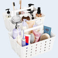Norcho Portable Shower Caddy 2-Pack, Plastic Bathroom Organizer with Handle and Drain Holes, Hard Cleaning Basket for Toiletries Storage, Dorm Room Essentials for College Bathroom Organization, White
