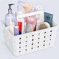 Norcho Portable Shower Caddy, Plastic Bathroom Organizer with Handle and Drain Holes, Hard Cleaning Basket for Toiletries Storage, Dorm Room Essentials for College Bathroom Organization, White