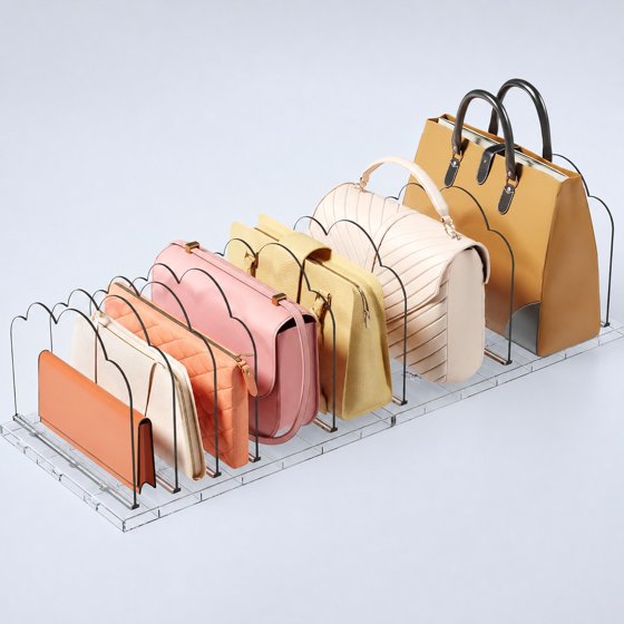 Norcho Purse Organizer for Closet 2 Pack, Clear Handbag Storage Organizer, Adjustable Clutch Bag Dividers for Closet Shelf, Bookshelf Dividers for Sweaters Bedroom Storage