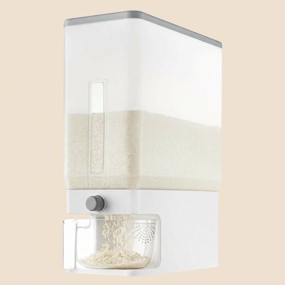 Norcho Rice Dispenser, 25 lb (11.3 kg) Sealed Rice Storage Container with Measuring Cup, Moisture Proof, Kitchen Pantry, Clear