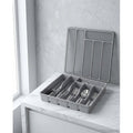 Norcho Silverware Organizer with Lid, Covered Utensil Tray for Kitchen Drawer and Countertop, 12.6 x 11.8", Plastic Cutlery and Flatware Holder, Gray