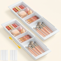 Norcho Sliding Makeup Drawer Organizer, Fits 13-20" Deep, Extendable Hanging Divider 1.8" High Tray Vanity Office Kitchen White 2Pcs